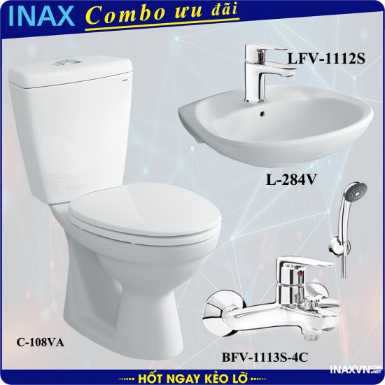 Combo bồn cầu inax C-108VA + L-284V + LFV-1112S + BFV-1113S - Thiết bị vệ sinh inax Combo bồn cầu inax C-108VA + L-284V + LFV-1112S + BFV-1113S - Thiết bị vệ sinh inax