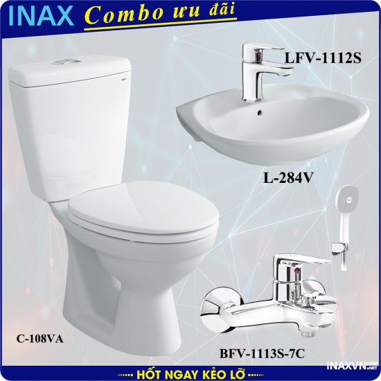 Combo bồn cầu inax C-108VA + L-284V + LFV-1112S + BFV-1113S-7C - Thiết bị vệ sinh inax Combo bồn cầu inax C-108VA + L-284V + LFV-1112S + BFV-1113S-7C - Thiết bị vệ sinh inax