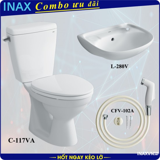 Combo khuyến mãi bồn cầu inax C-117VA + L-280V + CFV-102A - Thiết bị vệ sinh inax Combo khuyến mãi bồn cầu inax C-117VA + L-280V + CFV-102A - Thiết bị vệ sinh inax