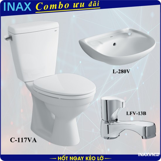 Combo khuyến mãi bồn cầu inax C-117VA + L-280V + LFV-13B - Thiết bị vệ sinh inax Combo khuyến mãi bồn cầu inax C-117VA + L-280V + LFV-13B - Thiết bị vệ sinh inax