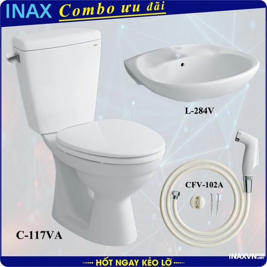 Combo khuyến mãi bồn cầu inax C-117VA + L-284V + CFV-102A - Thiết bị vệ sinh inax Combo khuyến mãi bồn cầu inax C-117VA + L-284V + CFV-102A - Thiết bị vệ sinh inax