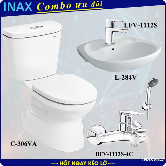 Combo khuyến mãi bồn cầu inax C-306VA + L-284V + LFV-1112S + BFV-1113S - Thiết bị vệ sinh inax Combo khuyến mãi bồn cầu inax C-306VA + L-284V + LFV-1112S + BFV-1113S - Thiết bị vệ sinh inax
