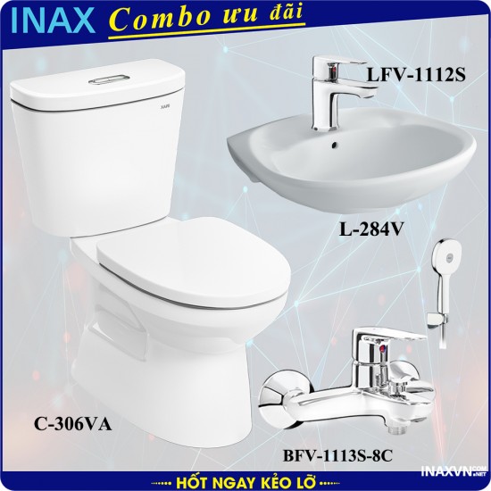 Combo khuyến mãi bồn cầu inax C-306VA + L-284V + LFV-1112S + BFV-1113S-8C - Thiết bị vệ sinh inax Combo khuyến mãi bồn cầu inax C-306VA + L-284V + LFV-1112S + BFV-1113S-8C - Thiết bị vệ sinh inax