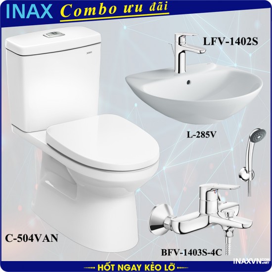 Combo bồn cầu inax C-504VAN + L-285V + LFV-1402S + BFV-1403S - Thiết bị vệ sinh inax Combo bồn cầu inax C-504VAN + L-285V + LFV-1402S + BFV-1403S - Thiết bị vệ sinh inax