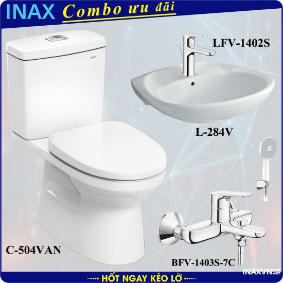 Combo bồn cầu inax C-504VAN + L-284V + LFV-1402S + BFV-1403S-7C - Thiết bị vệ sinh inax