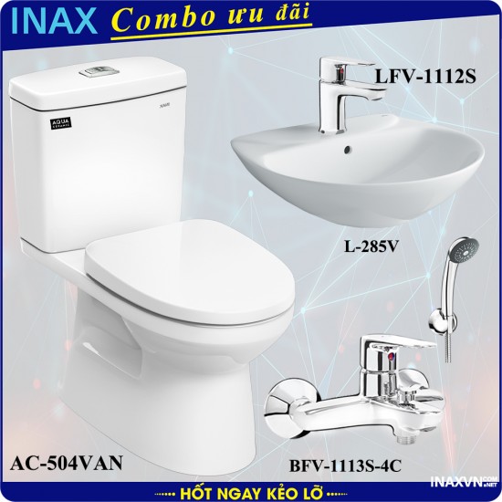 Combo bồn cầu inax AC-504VAN + L-285V + LFV-1112S + BFV-1113S - Thiết bị vệ sinh inax Combo bồn cầu inax AC-504VAN + L-285V + LFV-1112S + BFV-1113S - Thiết bị vệ sinh inax