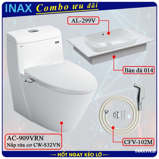 Combo khuyên mãi bồn cầu inax AC-909VRN + CW-S15VN + AL-299V + DB014 + CFV-102M - Thiết bị vệ sinh inax Combo khuyên mãi bồn cầu inax AC-909VRN + CW-S15VN + AL-299V + DB014 + CFV-102M - Thiết bị vệ sinh inax