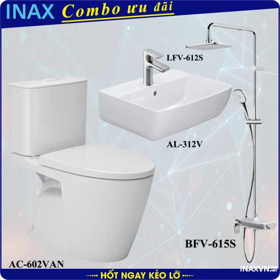Combo khuyên mãi bồn cầu inax AC-602VN + AL-312V + LFV-612S + BFV-615S - Thiết bị vệ sinh inax Combo khuyên mãi bồn cầu inax AC-602VN + AL-312V + LFV-612S + BFV-615S - Thiết bị vệ sinh inax